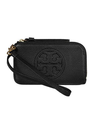 Miller Top Zip Leather Card Wallet Black - TORY BURCH - BALAAN 1