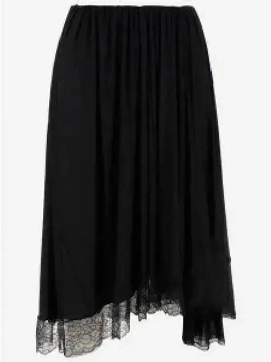 Lace Trimmed A-Line Skirt Black - BALENCIAGA - BALAAN 2