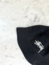 Men's Embroidered Logo Big Stock Bucket Hat Black - STUSSY - BALAAN.