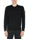 Light Wool Crewneck Knit Top Black - STONE ISLAND - BALAAN 2