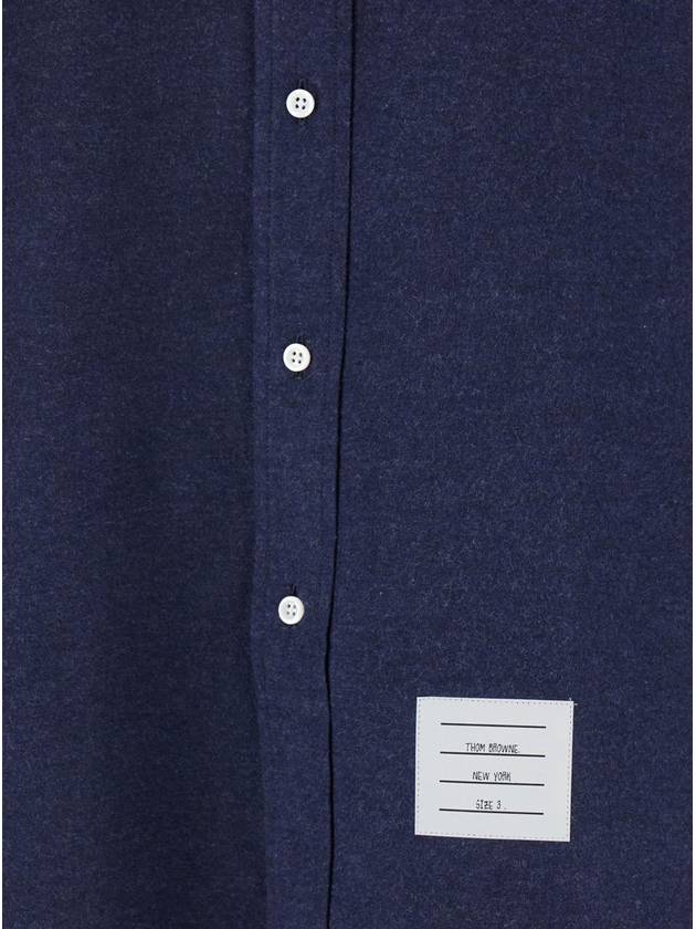 Blue Shirt With Classic Collar And Striped Rwb Detail In Cotton Man - THOM BROWNE - BALAAN 3