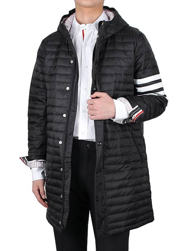 Men's 4 Bar Hooded Padding Black - THOM BROWNE - BALAAN 4