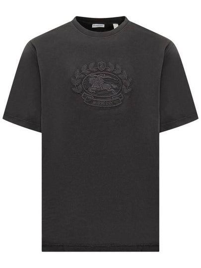 Embroidered Logo Cotton Short Sleeve T-Shirt Black - BURBERRY - BALAAN 2