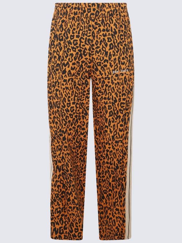 Straight Leg Leopard Stripe Linen Cotton Blend Jersey Track Pants PMCJ021S24FAB0022010 B0081006295 - PALM ANGELS - BALAAN 2