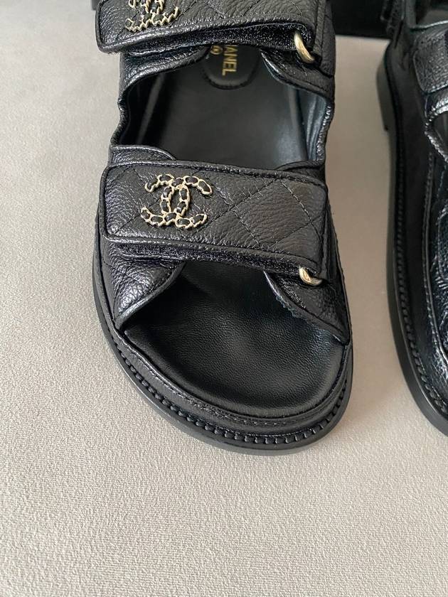 CC logo velcro sandal caviar black G35927 - CHANEL - BALAAN 3