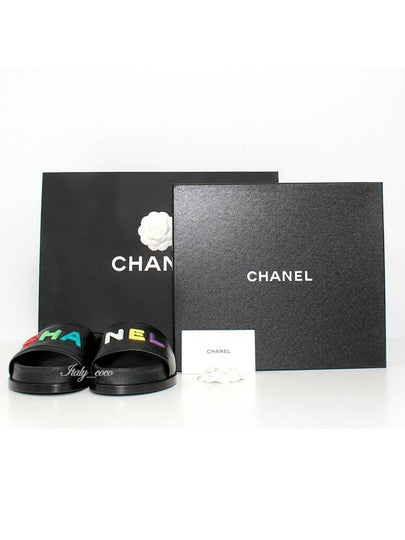 Logo Leather Slippers Black - CHANEL - BALAAN 2