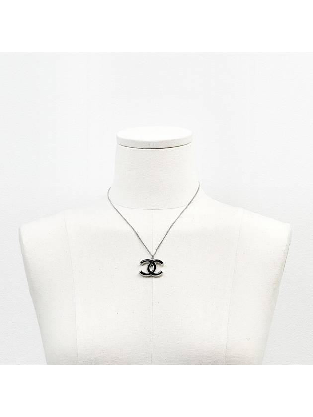 Big CC logo black nickel double sided two way Jenny V necklace pendant 4VCHA30135 - CHANEL - BALAAN 7