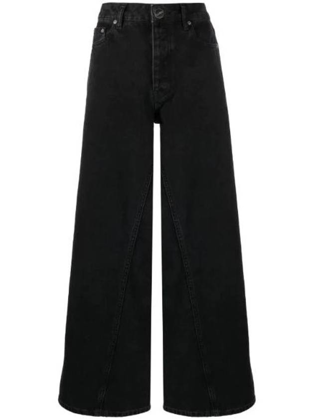 Joezy Regular Fit Cotton Wide Jeans Washed Black - GANNI - BALAAN 1