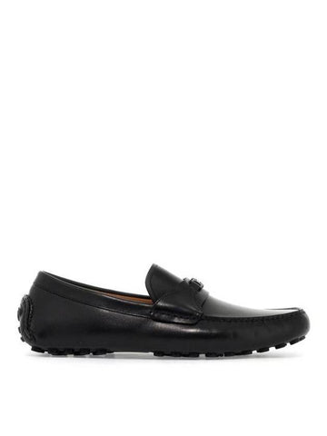 Gancini Leather Driving Shoes Black - SALVATORE FERRAGAMO - BALAAN 1