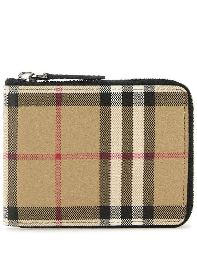 Checked Zipped Half Wallet Beige - BURBERRY - BALAAN 2