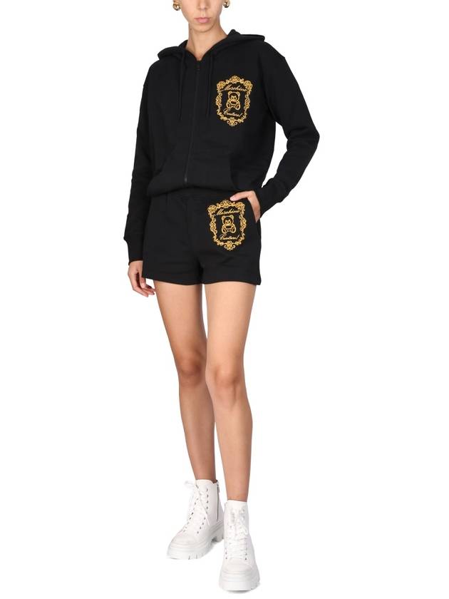 Women's Teddy Bear Embroidery Shorts Black - MOSCHINO - BALAAN 3