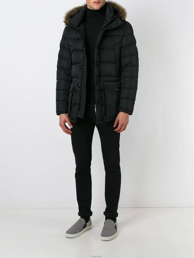 Men's Cluny Hooded Fur Short Padding Black - MONCLER - BALAAN 4