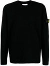 Logo Patch Crew Neck Knit Top Black - STONE ISLAND - BALAAN 2