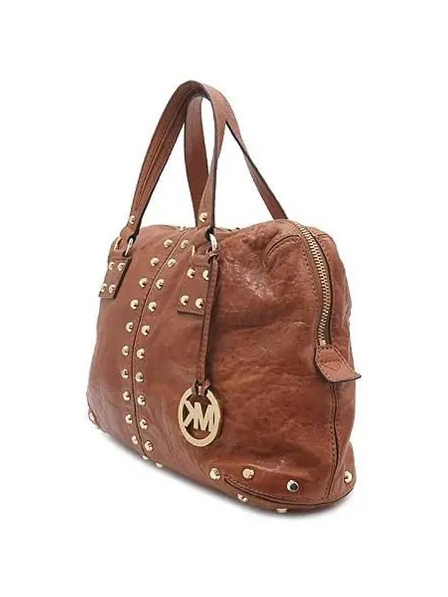 Brown leather Esto studded satchel tote bag - MICHAEL KORS - BALAAN 3