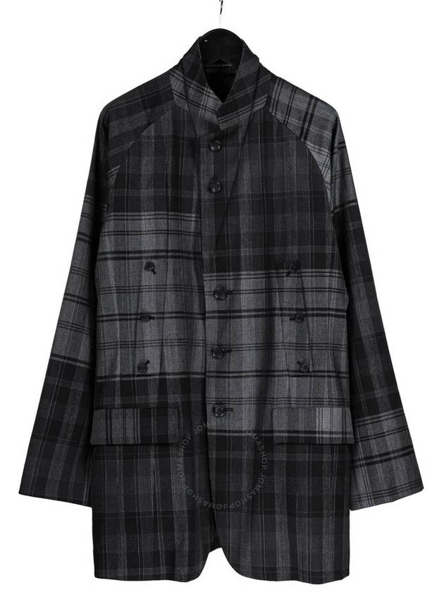 Yohji Yamamoto Men's Check Box Raglan Sleeve Jacket, Brand Size 2 (Medium) - YOHJI YAMAMOTO - BALAAN 2