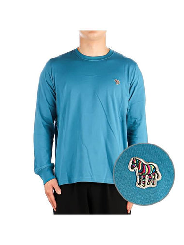 Zebra Patch Long Sleeve T-Shirt Blue - PAUL SMITH - BALAAN 1