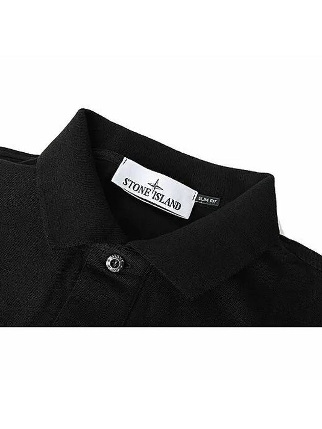 Pique Stretch Cotton Short Sleeve Polo Shirt Black - STONE ISLAND - BALAAN 4