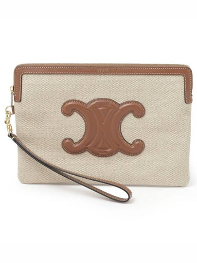 Strap Cuir Triomphe Small Textile Calfskin Pouch Bag Natural - CELINE - BALAAN 2