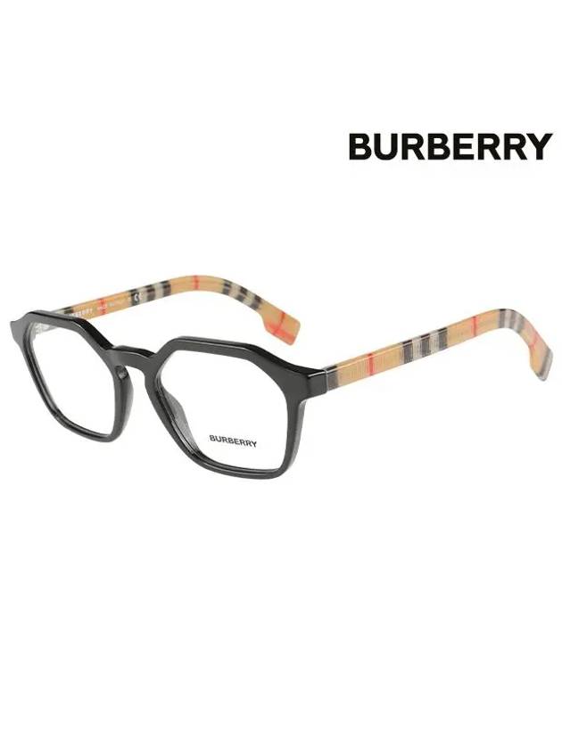 Eyewear Striped Temple Geometric Horn-rimmed Glasses Black - BURBERRY - BALAAN.