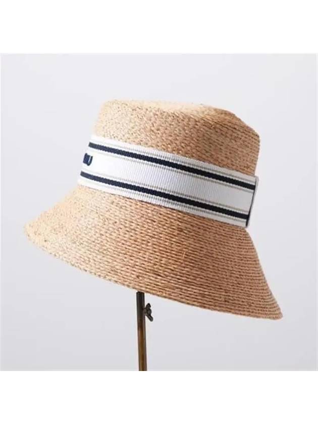 Logo Rafia Bucket Hat Beige - MIU MIU - BALAAN 3