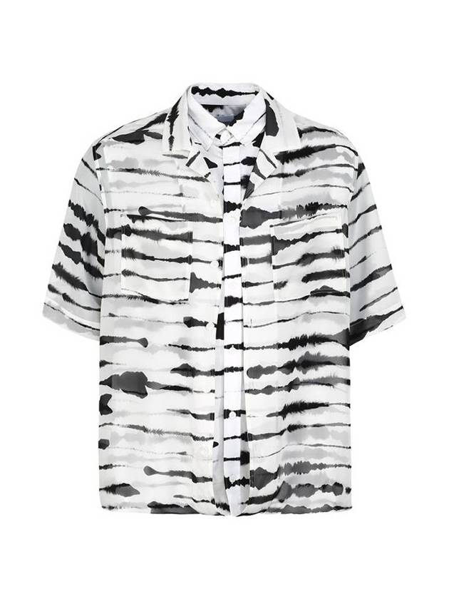 Water Color Print Layered Short Sleeve Shirt White - BURBERRY - BALAAN 1