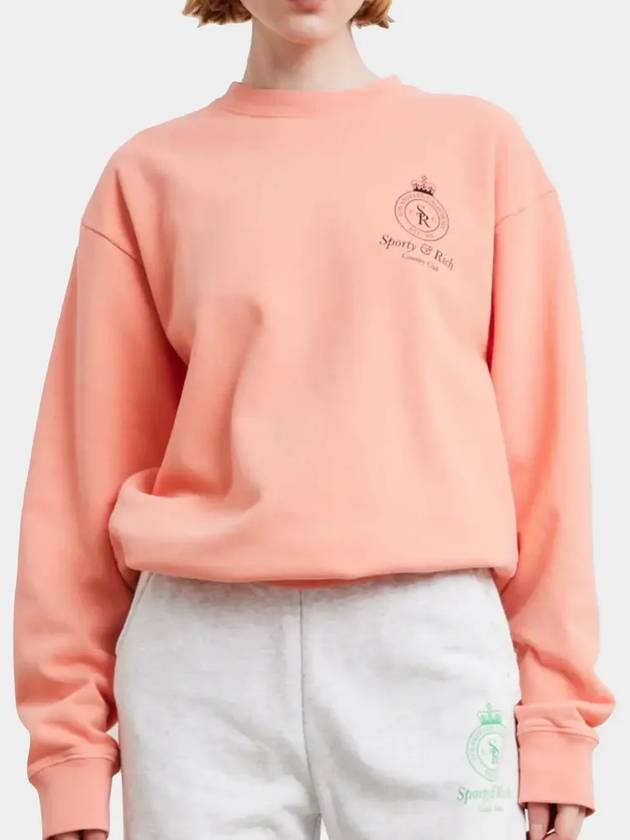 Crown Crew Neck Sweatshirt Grapefruit - SPORTY & RICH - BALAAN 2