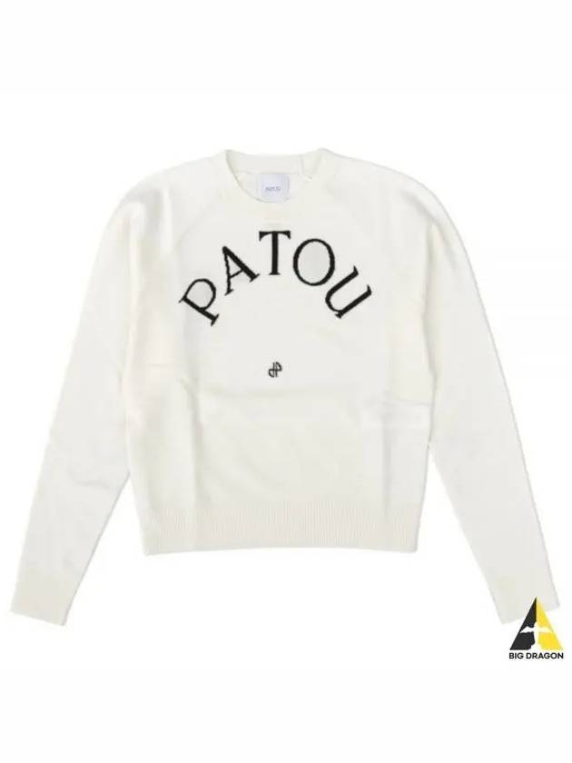 Embroidered Logo Wool Knit Top White - PATOU - BALAAN 2