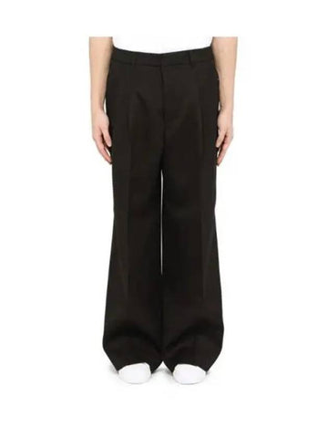 Wide Leg Trousers Pants Black HTR400244 - AMI - BALAAN 1