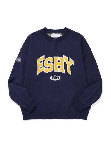 Proteno ESHY Regular Fit Jacquard Knit Top Navy - EXPRESSHOLIDAY - BALAAN 1