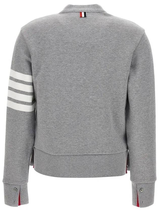 4-Bar Loopback Jersey Cardigan Light Grey - THOM BROWNE - BALAAN 4