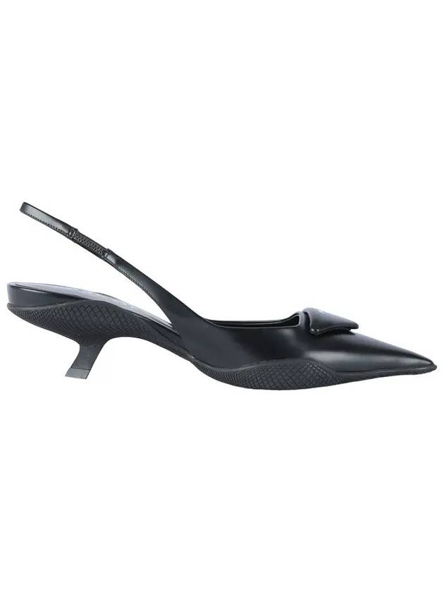 Brushed Leather Slingback Heels Black - PRADA - BALAAN 3