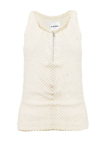 Half Zip Up Towel Sleeveless Beige - JIL SANDER - BALAAN 1