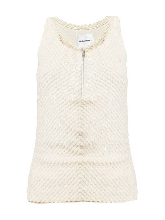 Half Zip Up Towel Sleeveless Beige - JIL SANDER - BALAAN 1