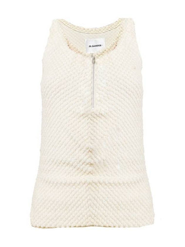 Half Zip Up Towel Sleeveless Beige - JIL SANDER - BALAAN 1