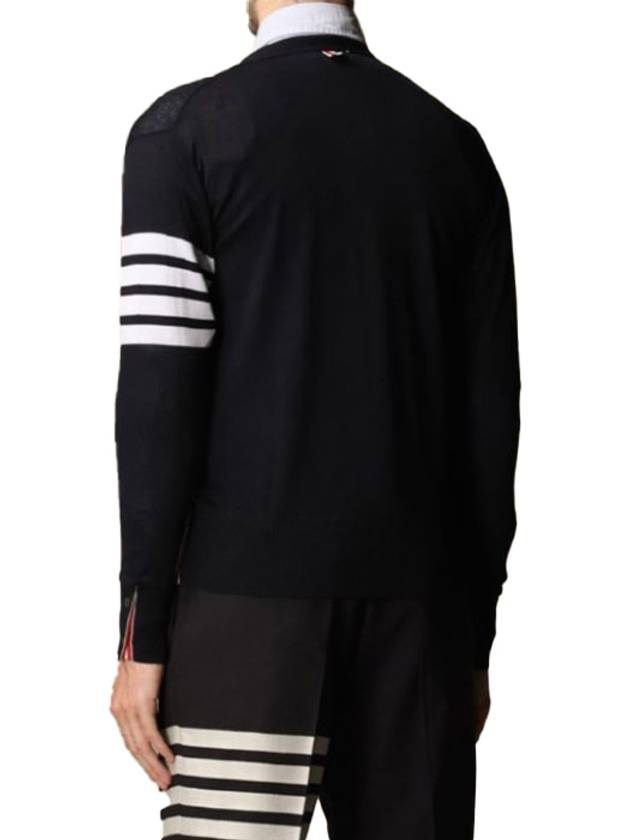 Men's Sustainable Classic Diagonal Wool Cardigan Navy - THOM BROWNE - BALAAN 5