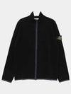 Compass Patch High Neck Stretch Wool Zip Up Cardigan Black - STONE ISLAND - BALAAN 2