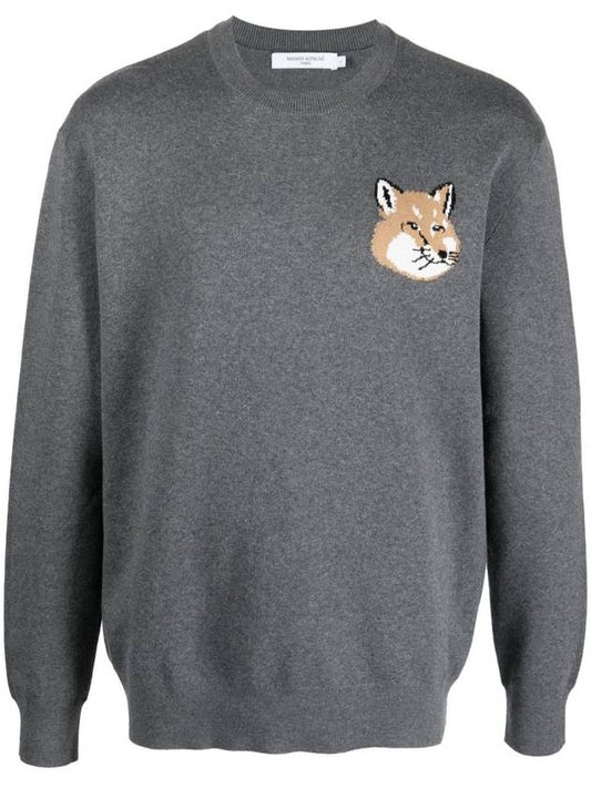 Mini Foxhead Comfort Knit Top Dark Grey Melange - MAISON KITSUNE - BALAAN 1