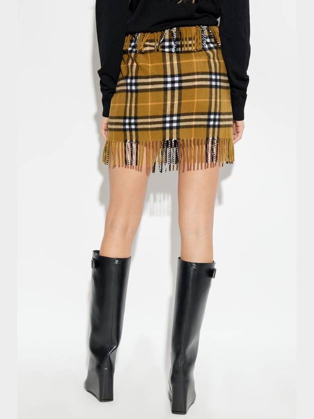 Check Wool Cashmere A-Line Skirt Oxide - BURBERRY - BALAAN 5