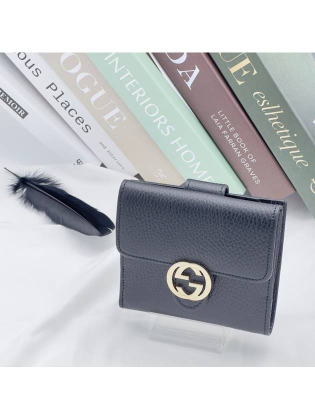 GG Interlocking Half Wallet Black - GUCCI - BALAAN 4