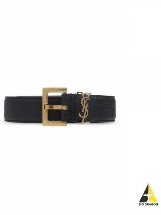 Monogram Grain Leather Belt Black 634440 DTI0W - SAINT LAURENT - BALAAN 1