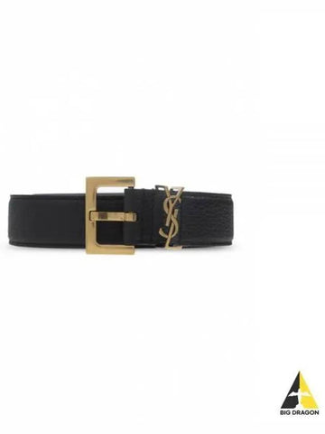 Monogram Grain Leather Belt Black 634440 DTI0W - SAINT LAURENT - BALAAN 1