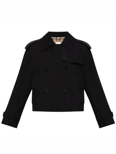 Double Breasted Crop Trench Coat Black - BURBERRY - BALAAN 2