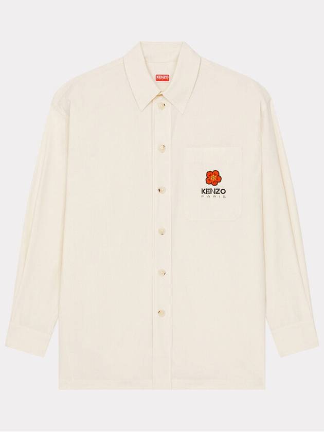 Men's Boke Flower Crest Oversized Long Sleeve Shirt Ivory - KENZO - BALAAN 2