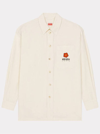 Men's Boke Flower Crest Oversized Long Sleeve Shirt Ivory - KENZO - BALAAN 2