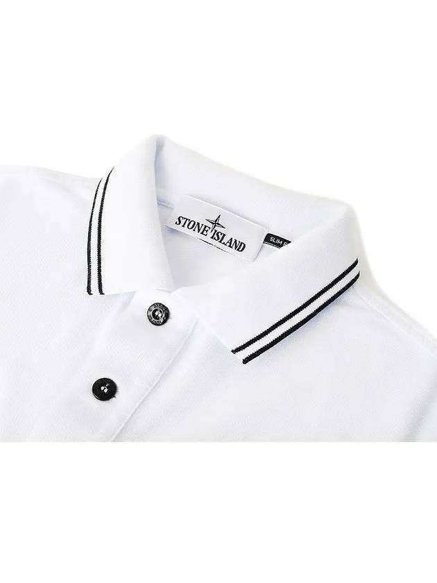 Logo Patch Short Sleeve Polo Shirt White - STONE ISLAND - BALAAN 4