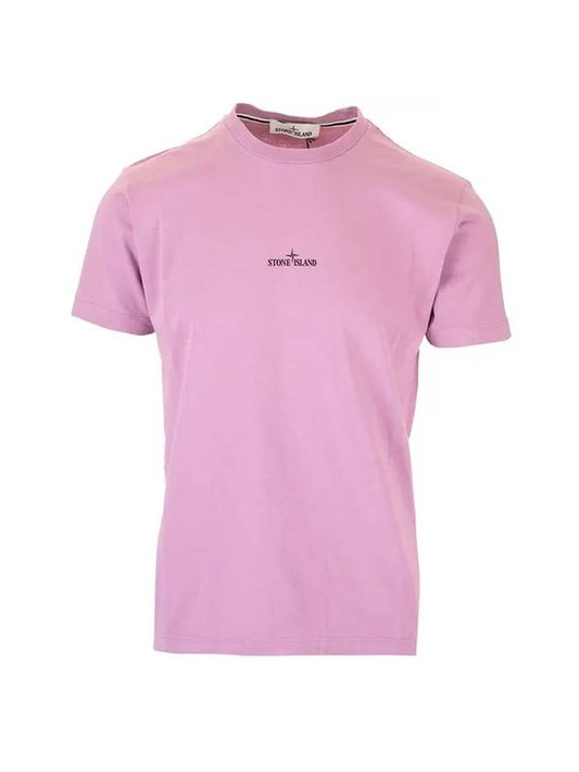 Men's Chest Logo Back Print Short Sleeve T-Shirt Pink - STONE ISLAND - BALAAN 1