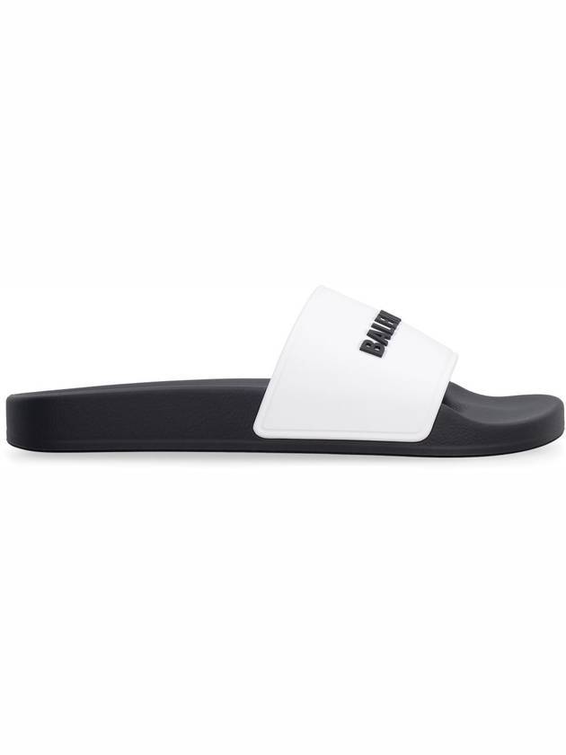 Embossed Logo Band Slippers White Black - BALENCIAGA - BALAAN.