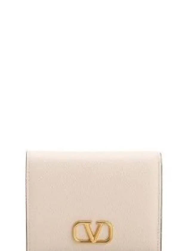 Compact V Logo Signature Calfskin Half Wallet Ivory - VALENTINO - BALAAN 2