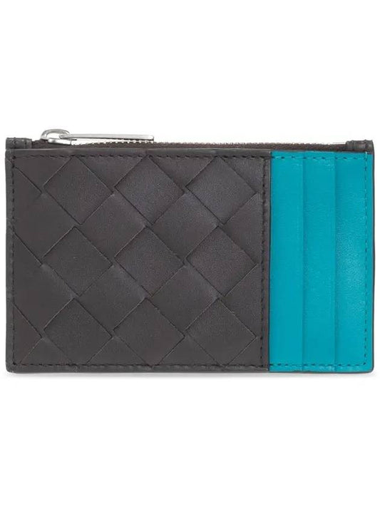 Intrecciato Two-Tone Zipper Card Wallet Fondente - BOTTEGA VENETA - BALAAN 1