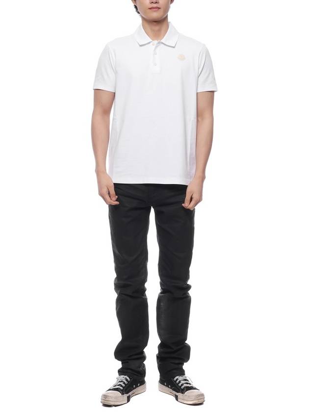 Men's Logo Patch Polo Shirt White - MONCLER - BALAAN 4